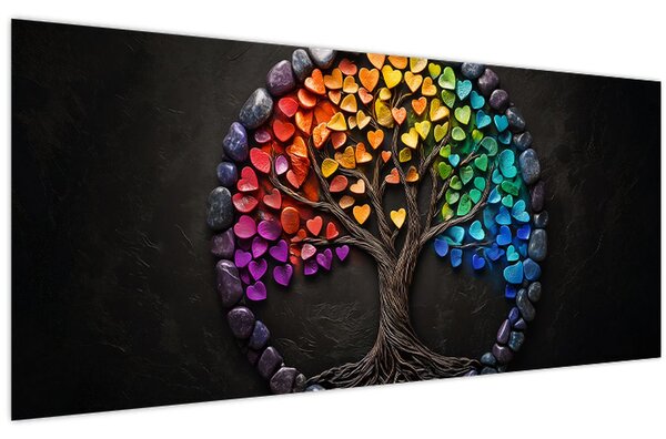 Obraz – Strom plný farebných sŕdc (120x50 cm)