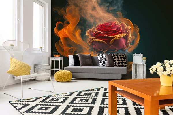 DIMEX | Vliesové fototapety na stenu Red Rose MS-5-AI-0016 | 375 x 250 cm | čierna, oranžová, červená