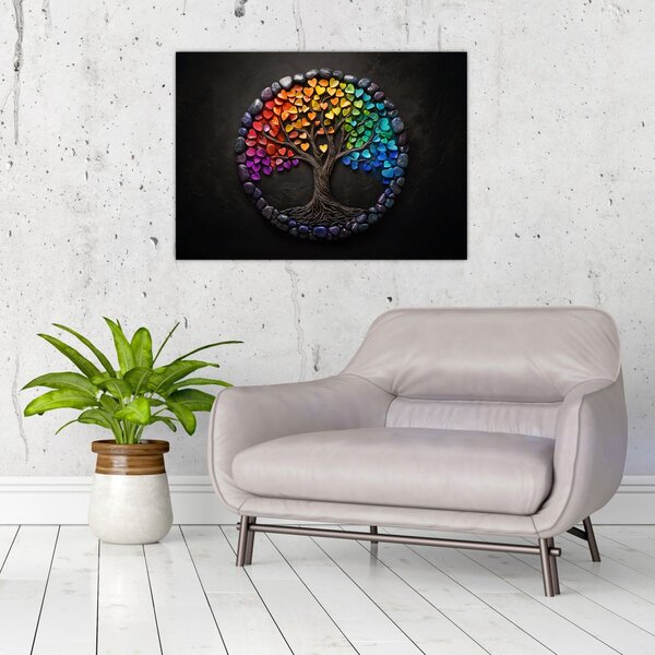 Obraz – Strom plný farebných sŕdc (70x50 cm)