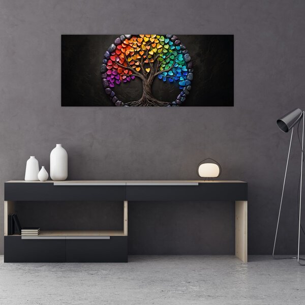 Obraz – Strom plný farebných sŕdc (120x50 cm)