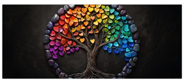 Obraz – Strom plný farebných sŕdc (120x50 cm)
