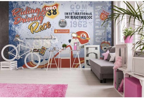 DIMEX | Vliesové fototapety na stenu Závod MS-5-0347 | 375 x 250 cm | modrá, červená, čierna, žltá