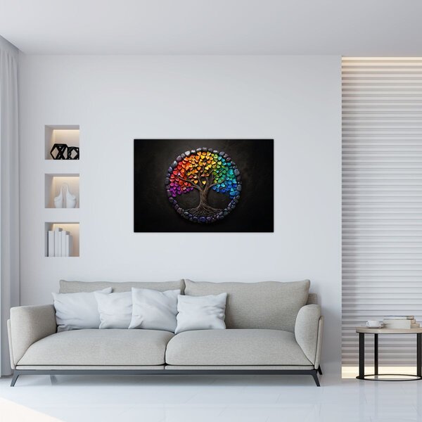 Obraz – Strom plný farebných sŕdc (90x60 cm)