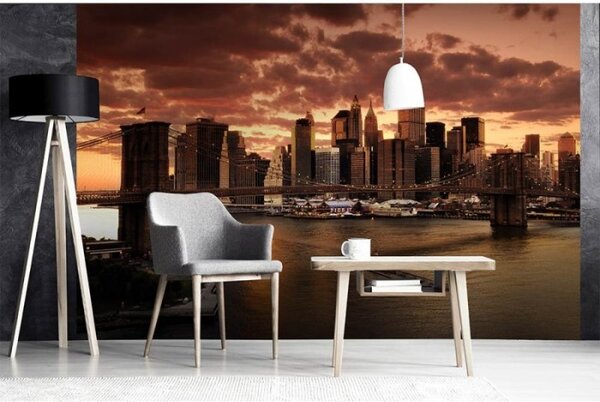 DIMEX | Vliesové fototapety na stenu New York MS-5-0002 | 375 x 250 cm | oranžová, hnedá