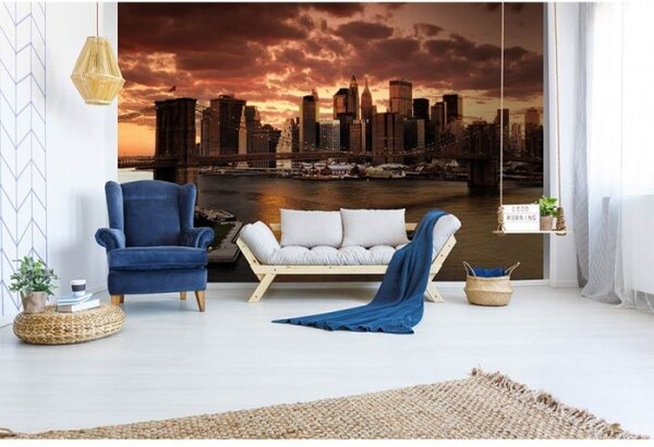 DIMEX | Vliesové fototapety na stenu New York MS-5-0002 | 375 x 250 cm | oranžová, hnedá