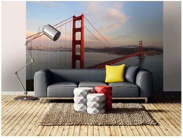 DIMEX | Vliesové fototapety na stenu Most Golden Gate MS-5-0015 | 375 x 250 cm | červená, modrá, hnedá