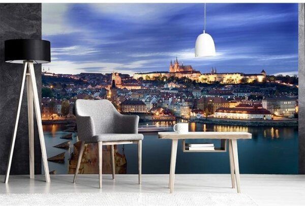 DIMEX | Vliesové fototapety na stenu Praha MS-5-0031 | 375 x 250 cm | modrá, žltá, béžová