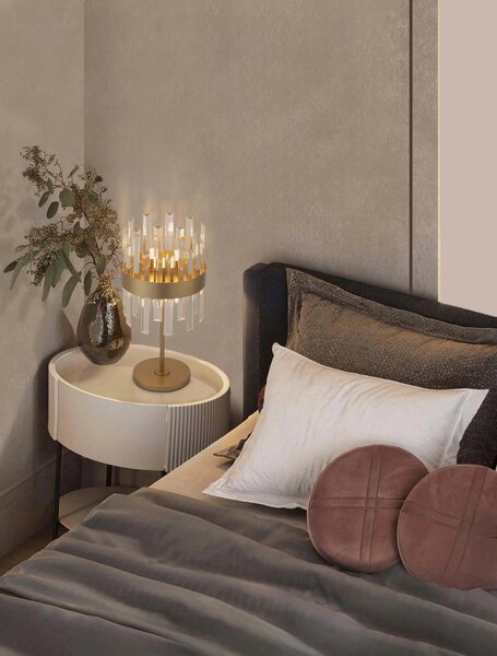 Zlatá stolná lampa Crown 50 – Svetlá sivá