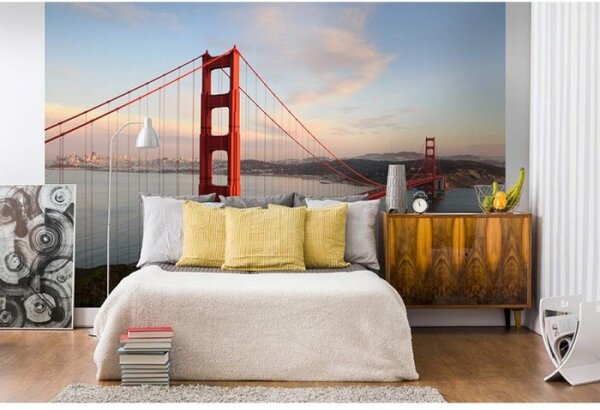DIMEX | Vliesové fototapety na stenu Most Golden Gate MS-5-0015 | 375 x 250 cm | červená, modrá, hnedá