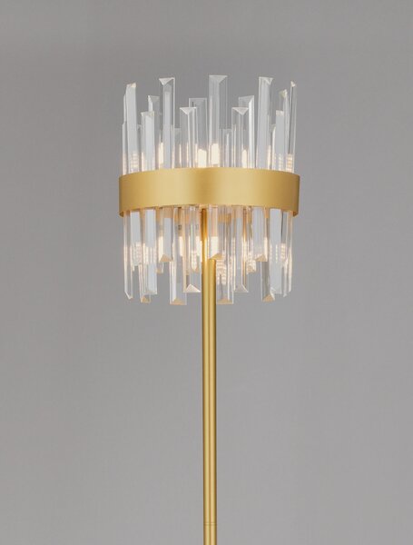 Zlatá stojaca lampa Crown – Svetlá sivá