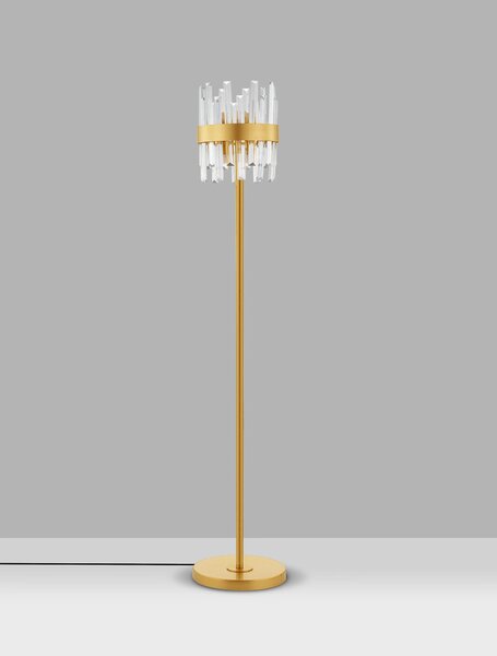 Zlatá stojaca lampa Crown – Svetlá sivá