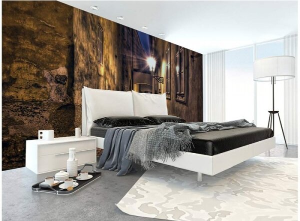 DIMEX | Vliesové fototapety na stenu Ulička MS-5-0043 | 375 x 250 cm | hnedá, žltá, modrá