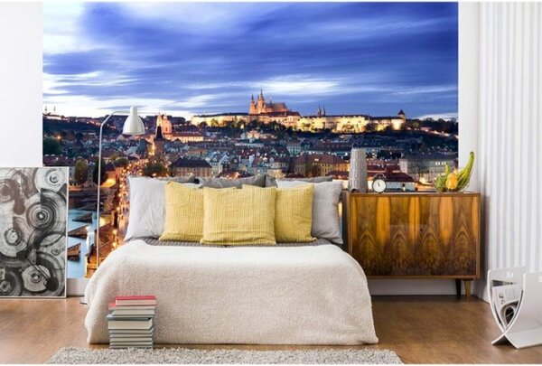 DIMEX | Vliesové fototapety na stenu Praha MS-5-0031 | 375 x 250 cm | modrá, žltá, béžová