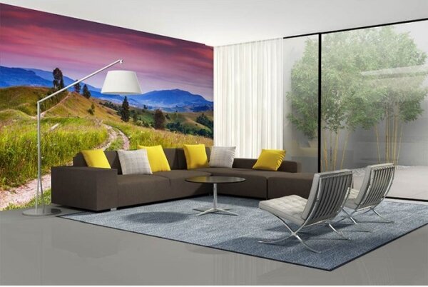 DIMEX | Vliesové fototapety na stenu Príroda s červánkami MS-5-0061 | 375 x 250 cm | zelená, modrá, ružová