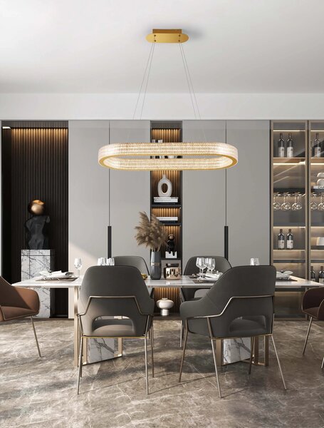 LED stmievateľný platinum zlatý moderný luster Kinara 130