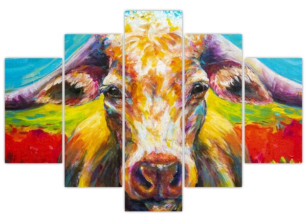 Obraz - Maľovaná krava (150x105 cm)