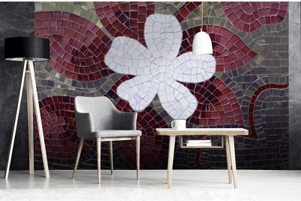 DIMEX | Vliesové fototapety na stenu Červená mosaika MS-5-0114 | 375 x 250 cm | biela, červená, šedá
