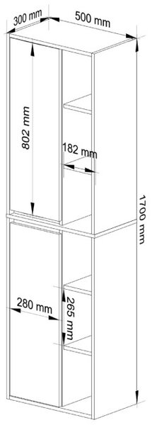 Kúpeľňová skrinka VAMI W50 2D 6P biela ​​/ grafitová