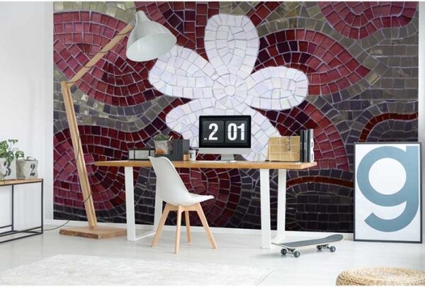 DIMEX | Vliesové fototapety na stenu Červená mosaika MS-5-0114 | 375 x 250 cm | biela, červená, šedá
