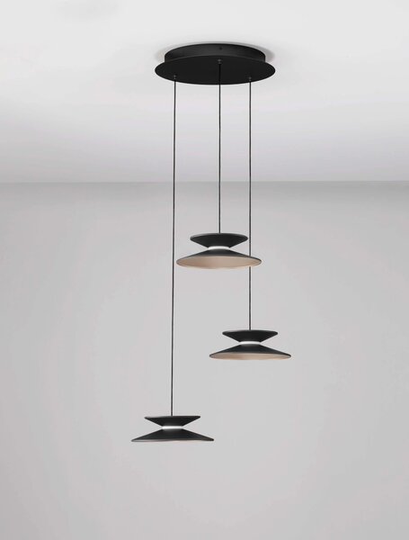 LED stmievateľný čierno-zlatý moderný luster Morfi 3