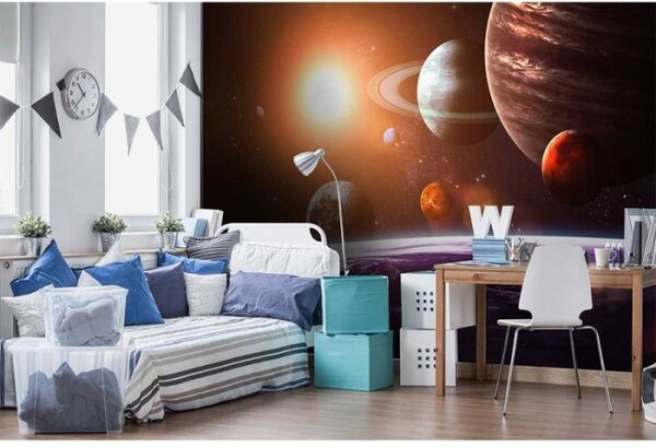 DIMEX | Vliesové fototapety na stenu Slnečná sústava MS-5-0188 | 375 x 250 cm | fialová, hnedá, oranžová