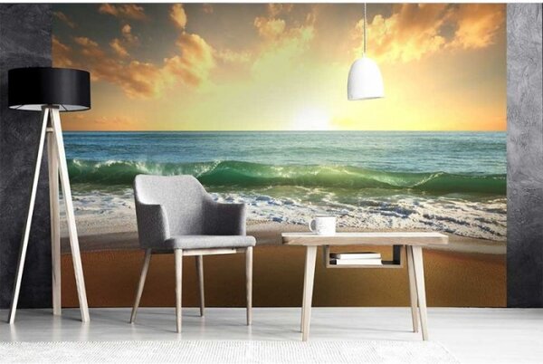 DIMEX | Vliesové fototapety na stenu More pri západe slnka MS-5-0209 | 375 x 250 cm | oranžová, modrá