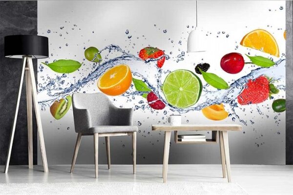 DIMEX | Vliesové fototapety na stenu Ovocie vo vode MS-5-0239 | 375 x 250 cm | biela, viacfarebná