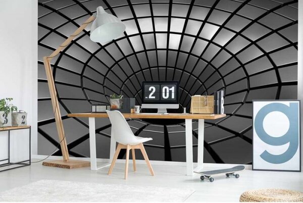 DIMEX | Vliesové fototapety na stenu 3D strieborná priepasť MS-5-0278 | 375 x 250 cm | metalická, čierna