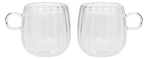 Sada dvoch šálok CEMBRA GROOVE s dvojitým dnom, priesvitné 888149 250 ml (2 ks)