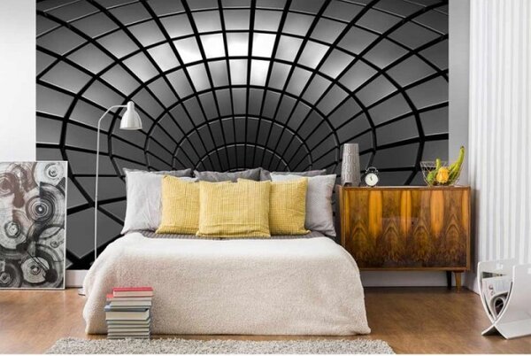 DIMEX | Vliesové fototapety na stenu 3D strieborná priepasť MS-5-0278 | 375 x 250 cm | metalická, čierna