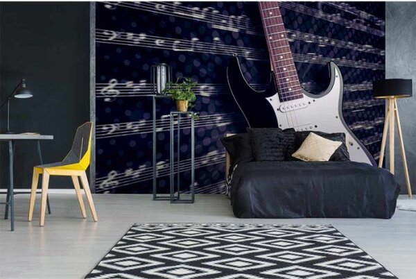 DIMEX | Vliesové fototapety na stenu Elektrická gitara MS-5-0304 | 375 x 250 cm | fialová, biela, hnedá