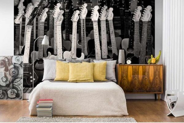 DIMEX | Vliesové fototapety na stenu Gitarová kolekcia MS-5-0303 | 375 x 250 cm | čiernobiela
