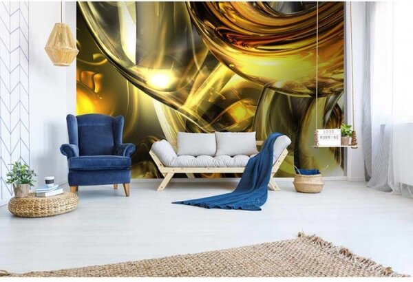DIMEX | Vliesové fototapety na stenu Zlatý abstrakt MS-5-0291 | 375 x 250 cm | zlatá, čierna