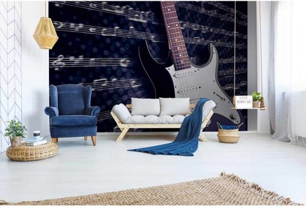 DIMEX | Vliesové fototapety na stenu Elektrická gitara MS-5-0304 | 375 x 250 cm | fialová, biela, hnedá