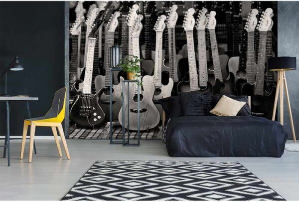 DIMEX | Vliesové fototapety na stenu Gitarová kolekcia MS-5-0303 | 375 x 250 cm | čiernobiela