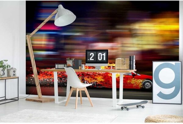 DIMEX | Vliesové fototapety na stenu Závodné auto MS-5-0309 | 375 x 250 cm | červená, žltá, čierna