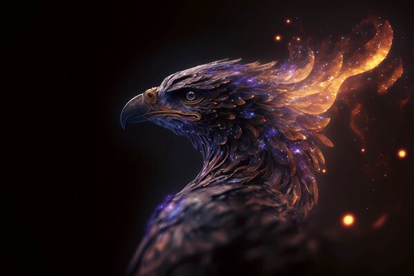 DIMEX | Vliesové fototapety na stenu Burning Eagle MS-5-AI-0006 | 375 x 250 cm | čierna, oranžová, fialová
