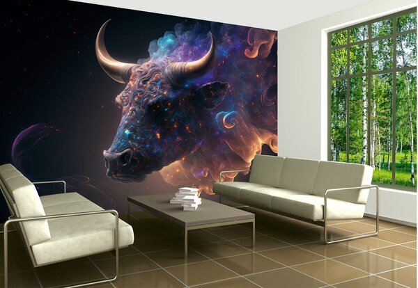 DIMEX | Vliesové fototapety na stenu Horned Bull MS-5-AI-0002 | 375 x 250 cm | čierna, oranžová, fialová