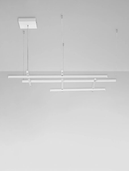LED stmievateľný biely dizajnový luster Pace – Biela