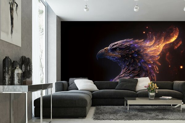 DIMEX | Vliesové fototapety na stenu Burning Eagle MS-5-AI-0006 | 375 x 250 cm | čierna, oranžová, fialová