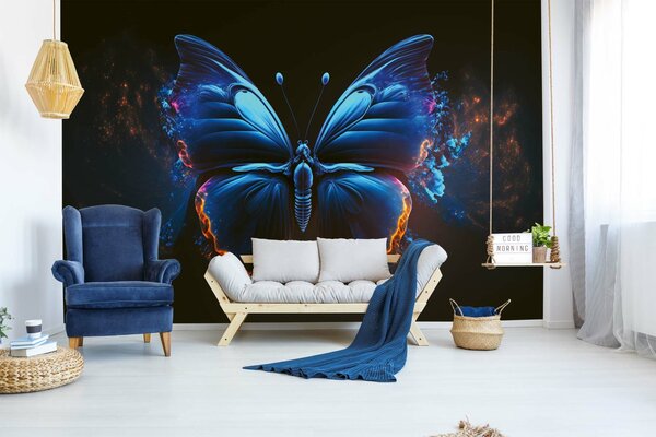 DIMEX | Vliesové fototapety na stenu Blue Butterfly MS-5-AI-0025 | 375 x 250 cm | čierna, modrá
