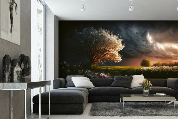 DIMEX | Vliesové fototapety na stenu Silver Tree MS-5-AI-0024 | 375 x 250 cm | čierna, zelená, hnedá