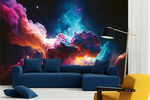 DIMEX | Vliesové fototapety na stenu Colorful Smoke MS-5-AI-0021 | 375 x 250 cm | čierna, oranžová, modrá, ružová
