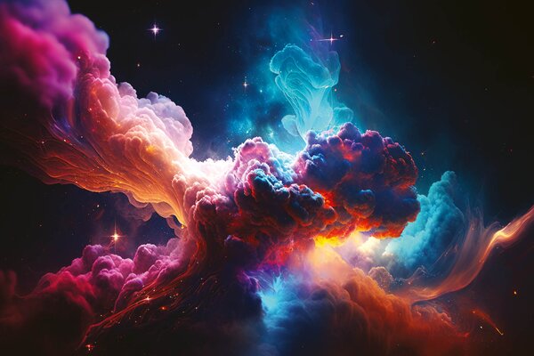 DIMEX | Vliesové fototapety na stenu Colorful Smoke MS-5-AI-0021 | 375 x 250 cm | čierna, oranžová, modrá, ružová