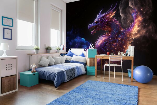 DIMEX | Vliesové fototapety na stenu Purple Dragon MS-5-AI-0010 | 375 x 250 cm | čierna, oranžová, fialová