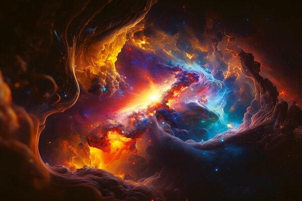 DIMEX | Vliesové fototapety na stenu Sun and Space MS-5-AI-0018 | 375 x 250 cm | čierna, oranžová, modrá, fialová