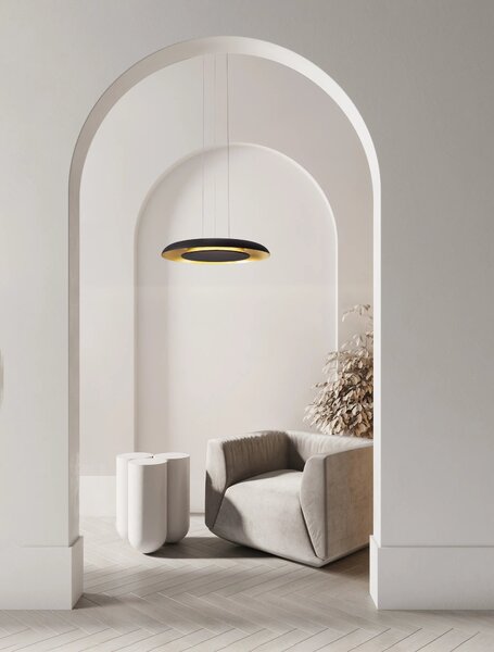 LED stmievateľný čierno-zlatý dizajnový luster Epos 60 – 60 x 310 cm