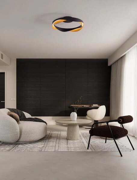 LED stmievateľné čierno-zlaté moderné stropné svietidlo Radon