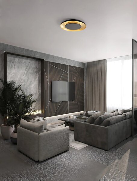 LED stmievateľné čierno-zlaté dizajnové stropné svietidlo Epos 60 – 60 x 310 cm