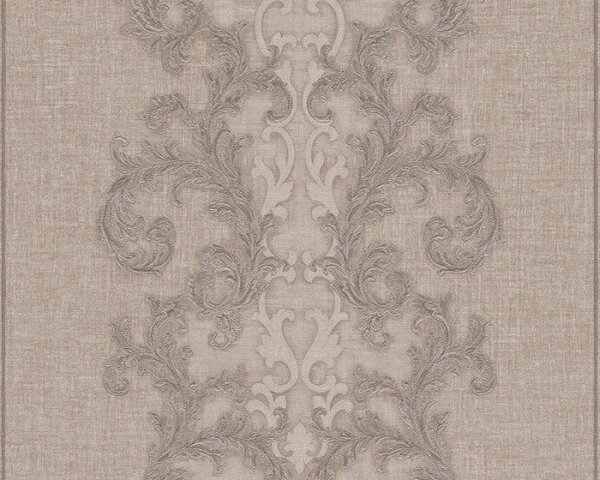 A.S. Création | Vliesová tapeta na stenu Versace 96232-1 | 0,70 x 10,05 m | béžová, šedá, metalická